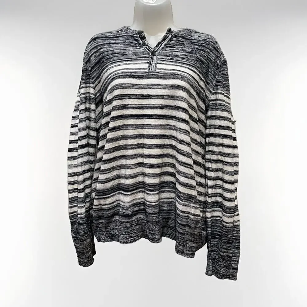 Express Sweater Size Large Gray Cream Striped Oversized